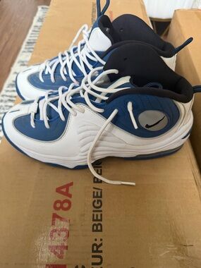Nike Kids White and Blue High-Top Sneakers